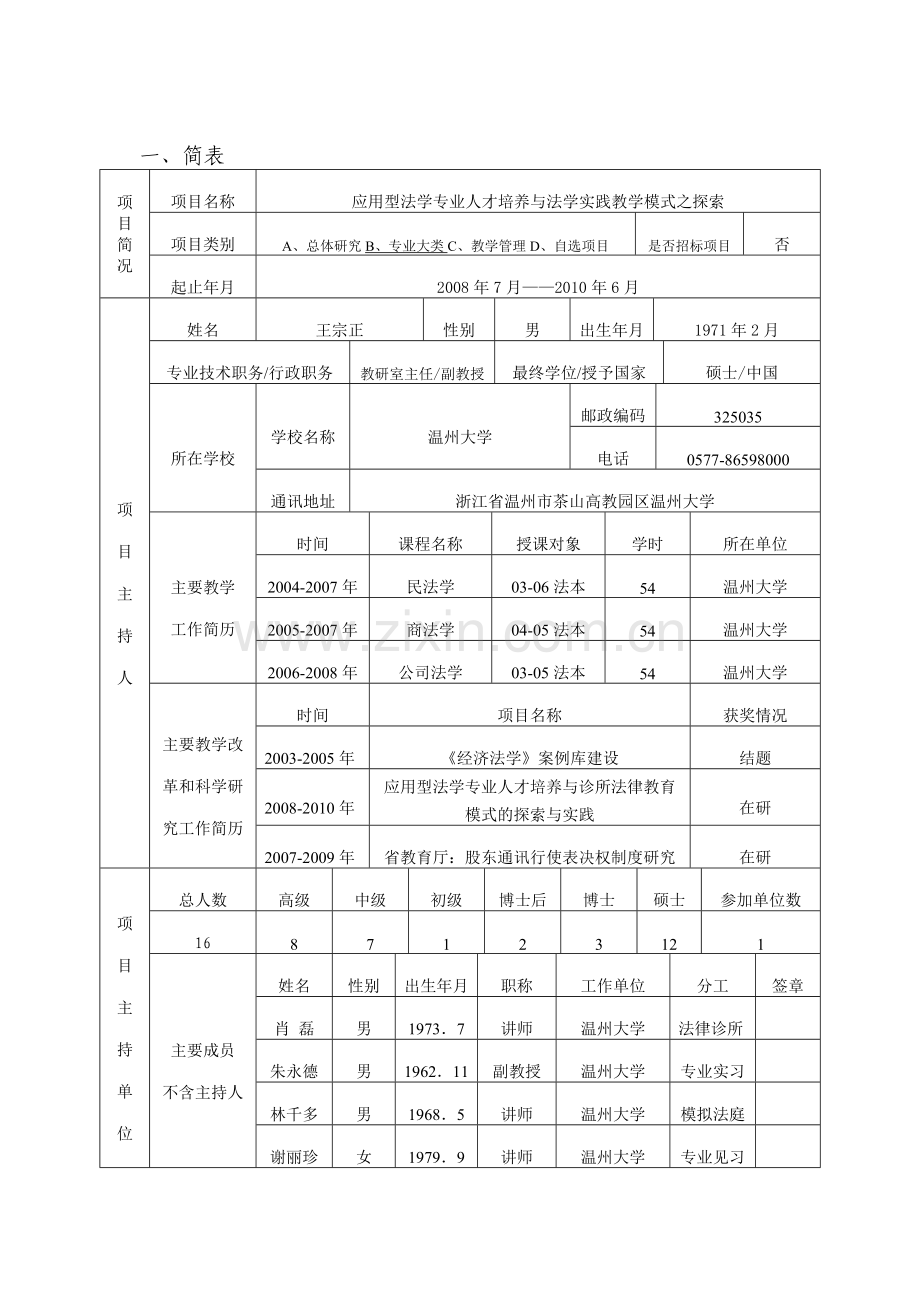浙江省新世纪教育教学改革课题6、应用型法学专业人才培养与法学实践教学模式之探索.doc_第2页