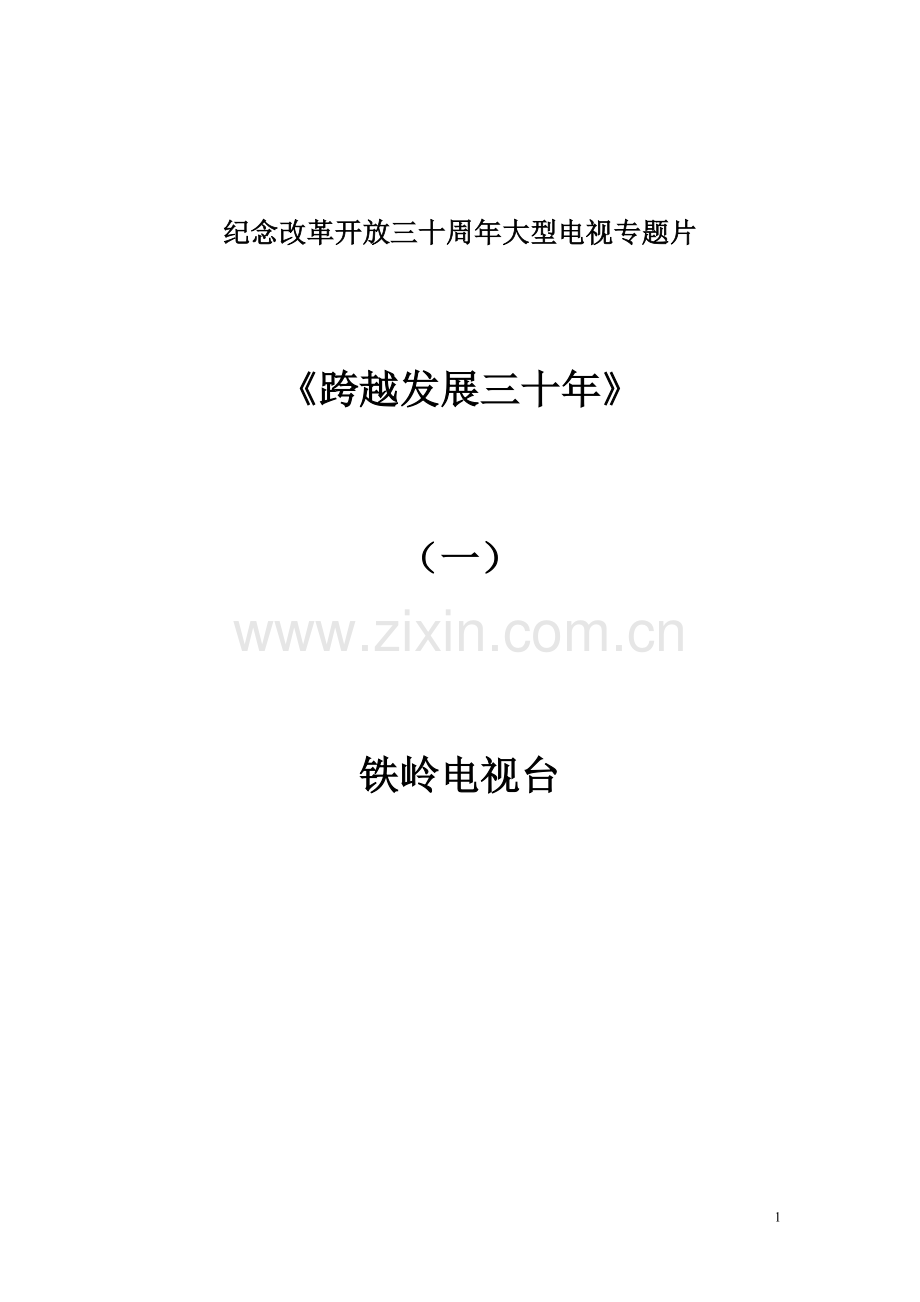 纪念改革开放三十周年大型电视专题片1.doc_第1页