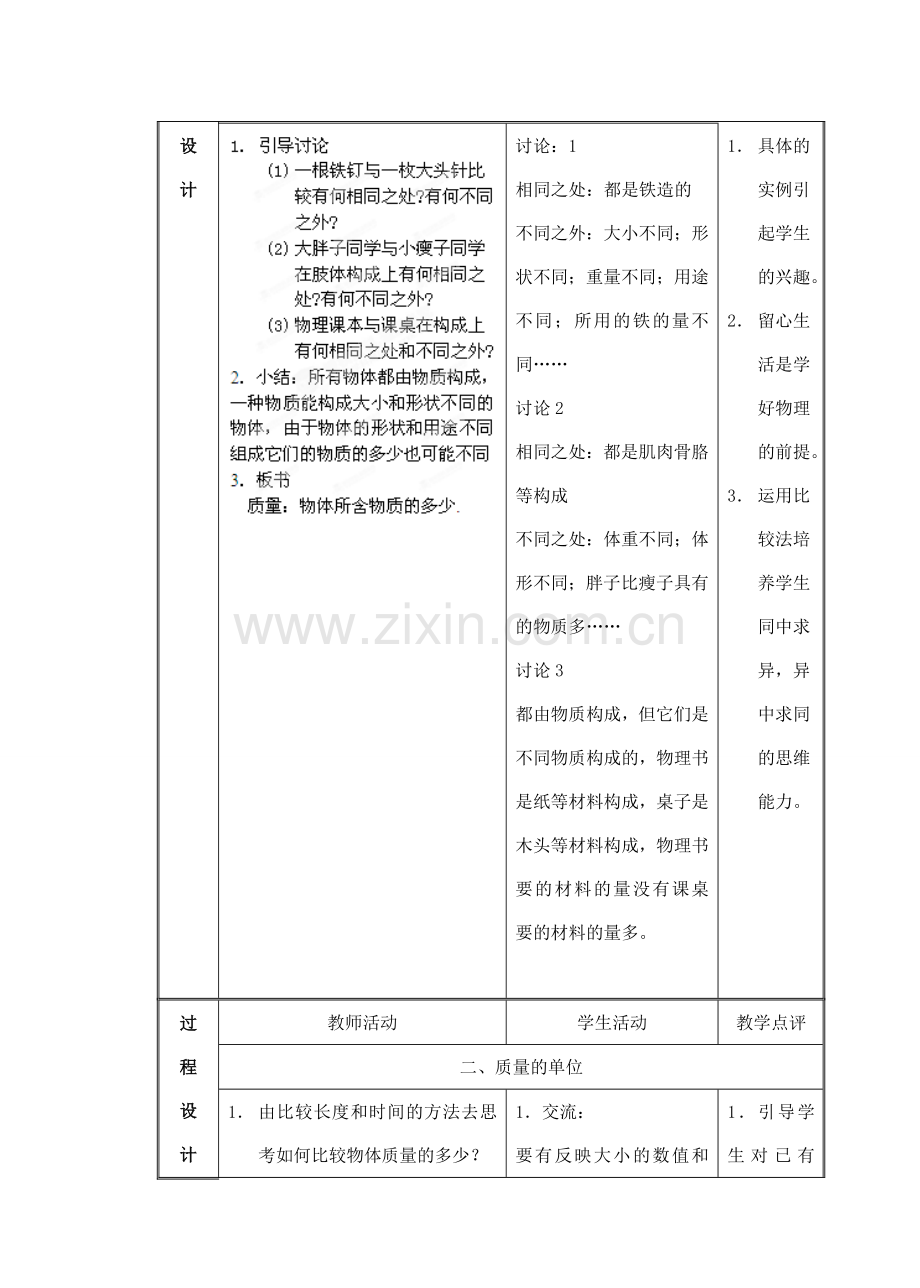 江苏省泰兴市济川中学八年级物理下册 6.1 质量教案.doc_第2页