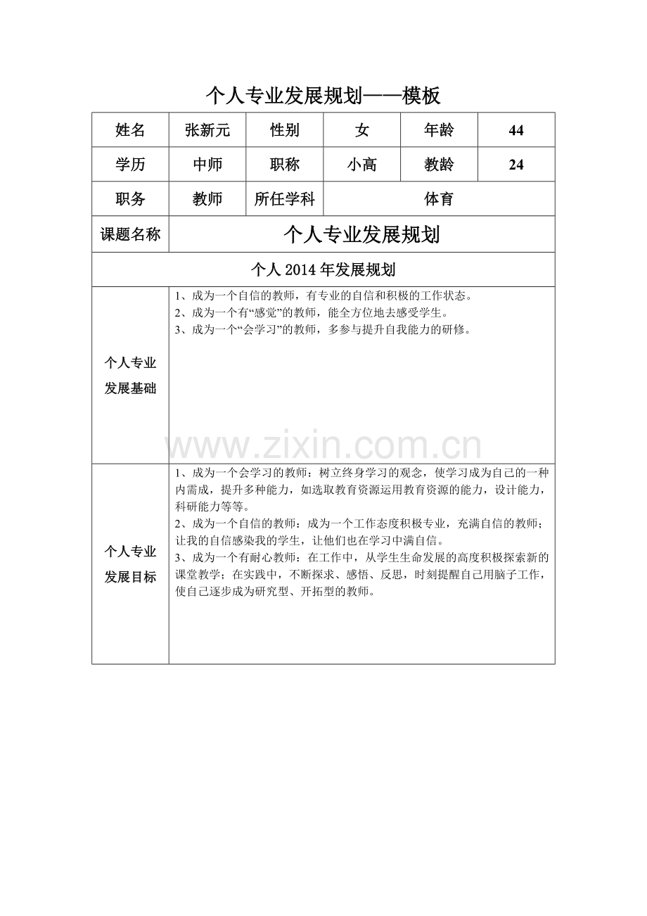 个人计划张新元.doc_第1页