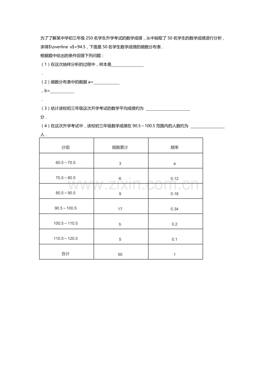 升学考试的数学成绩分析表.doc_第1页