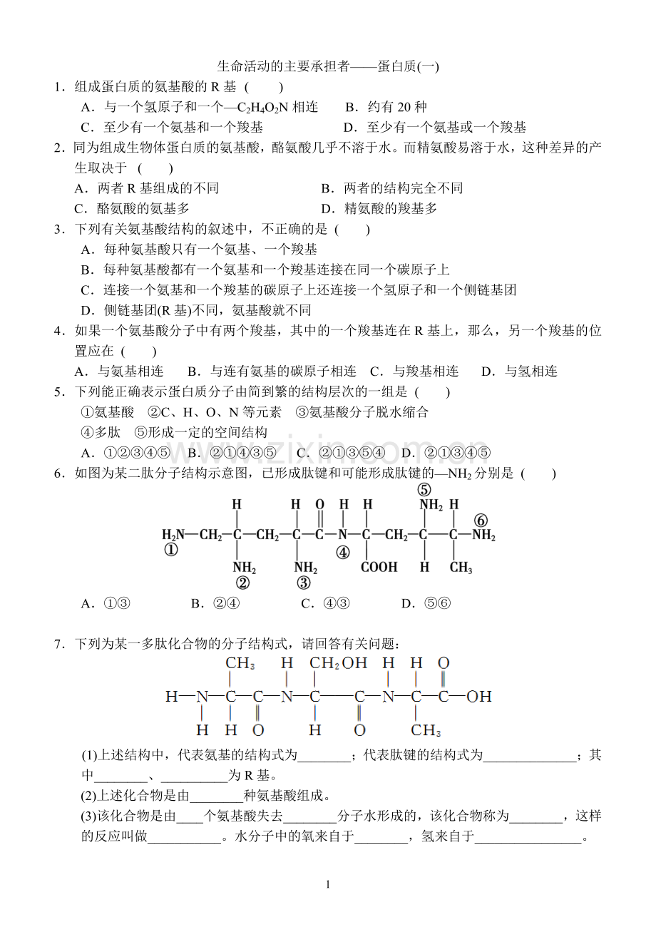 蛋白质练习.doc_第1页
