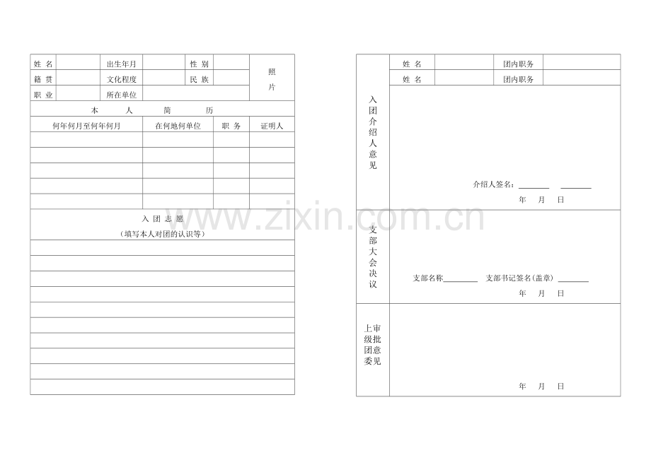 老版入团志愿书表格(空白).doc_第2页