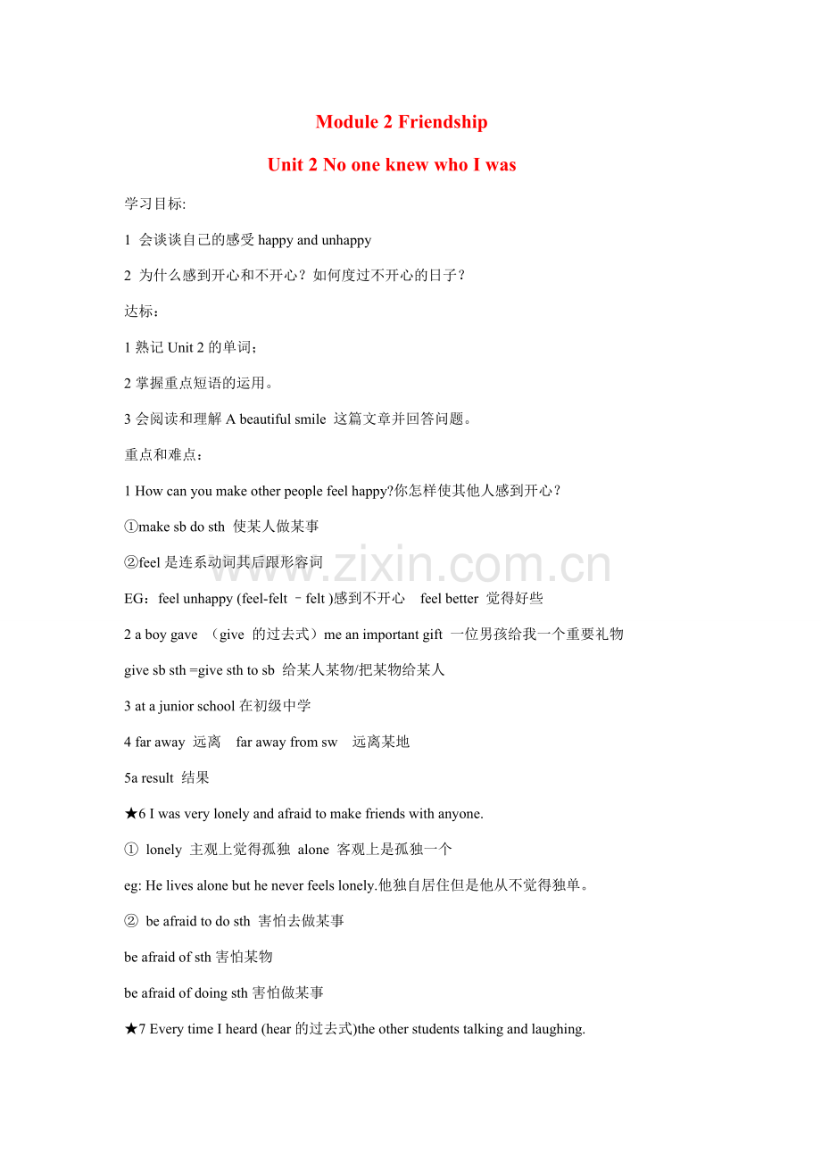 八年级英语下册：Module 2 Unit 2 No one knew who I was讲学稿（外研版）.doc_第1页