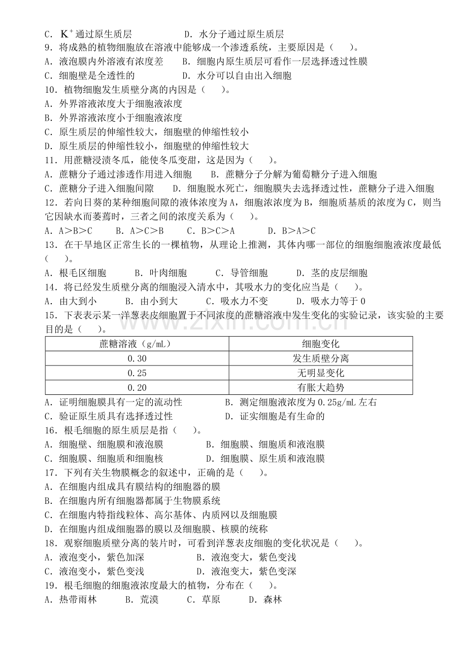 跨膜运输习题 yy.doc_第2页