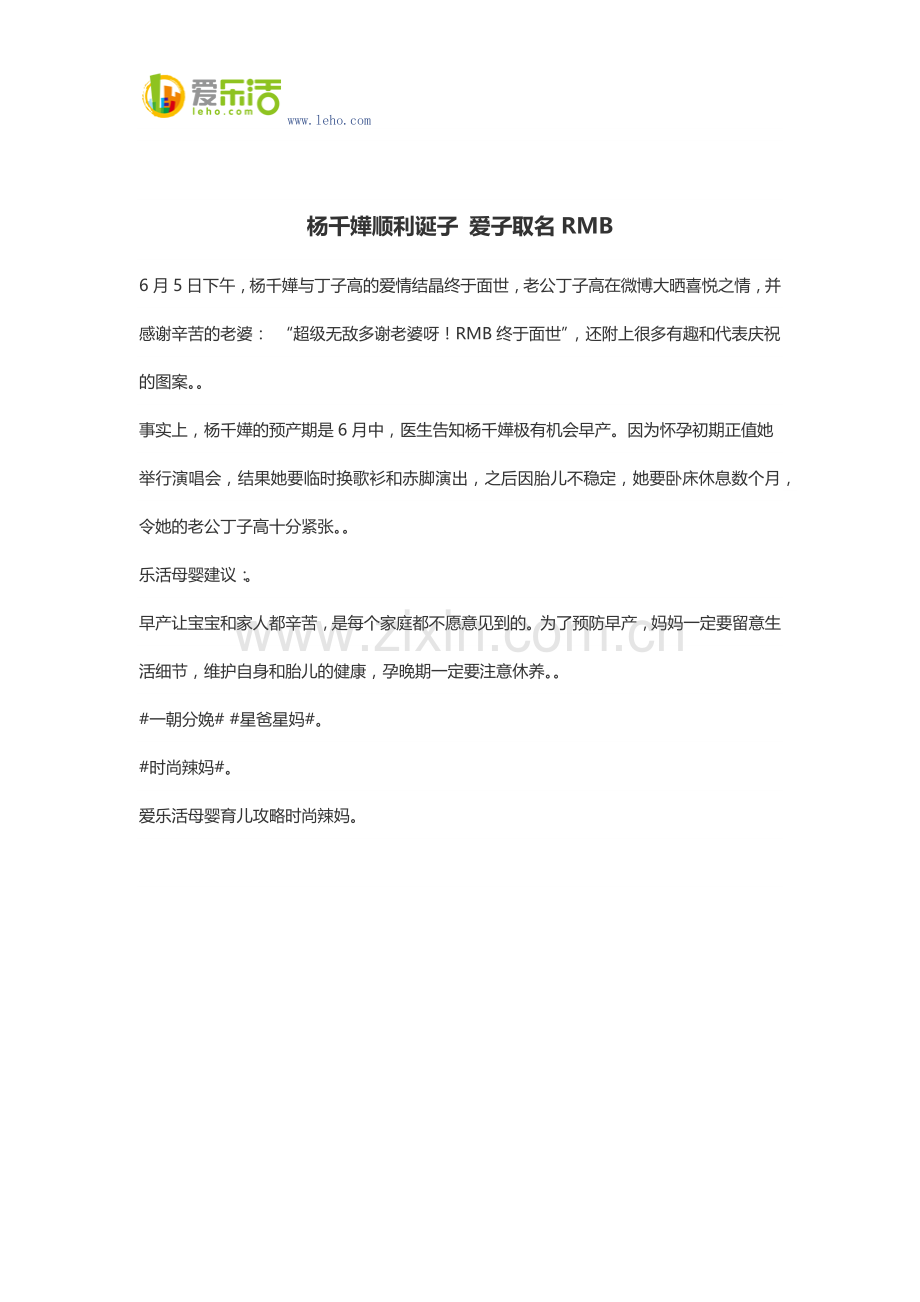 杨千嬅顺利诞子 爱子取名RMB.docx_第1页