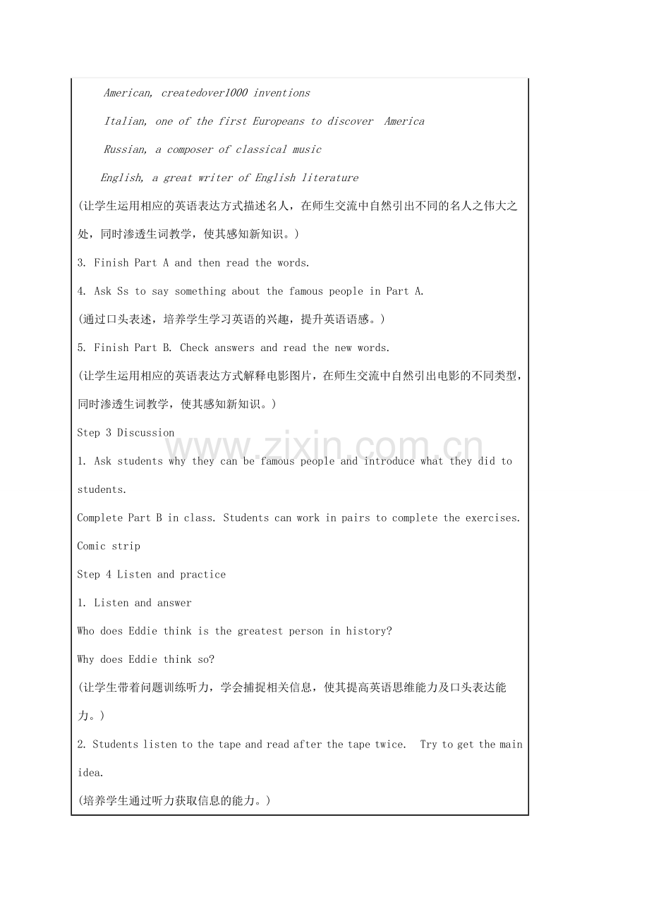 九年级英语下册 Unit 2 Great people Comic strip and welcome to the unit教学设计 （新版）牛津版-（新版）牛津版初中九年级下册英语教案.doc_第2页
