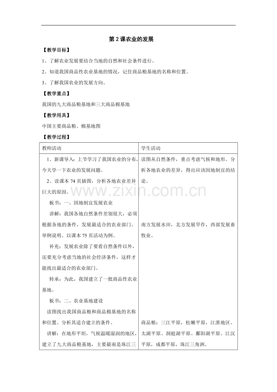 八年级地理农业的发展.doc_第1页