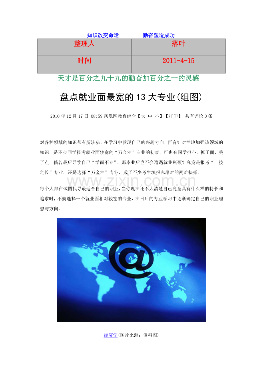 【行业资料】-必读：盘点就业面最宽的13大专业(组图).docx_第1页