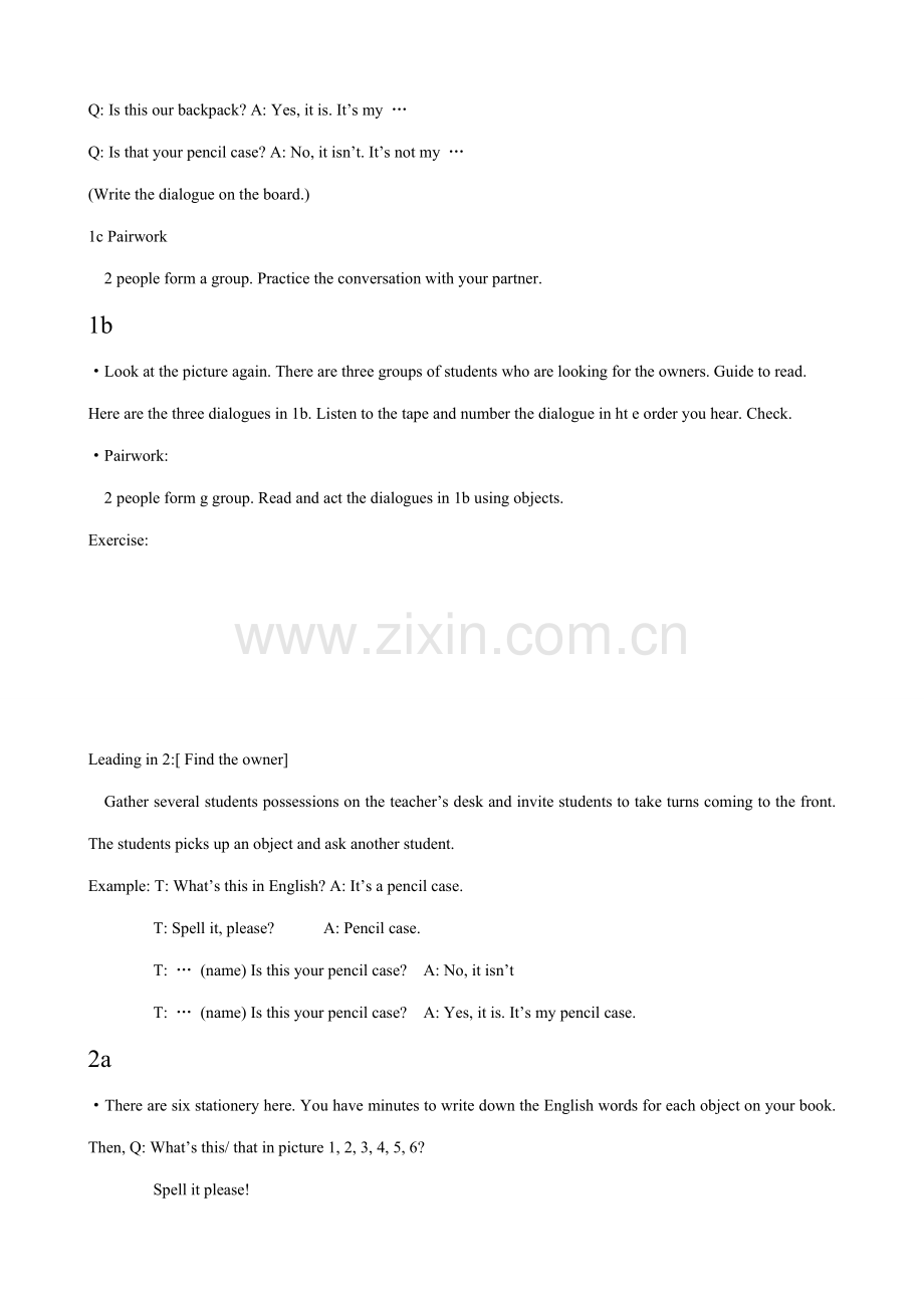 七年级英语Is this your pencil教案1 新课标 人教版.doc_第2页