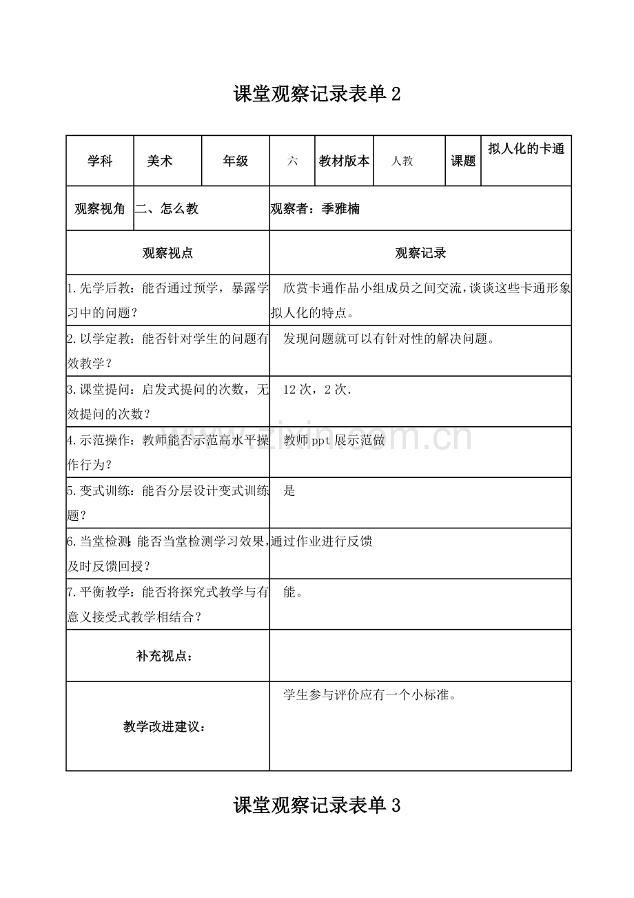 【学员】课堂观察记录表单1(1).doc_第2页