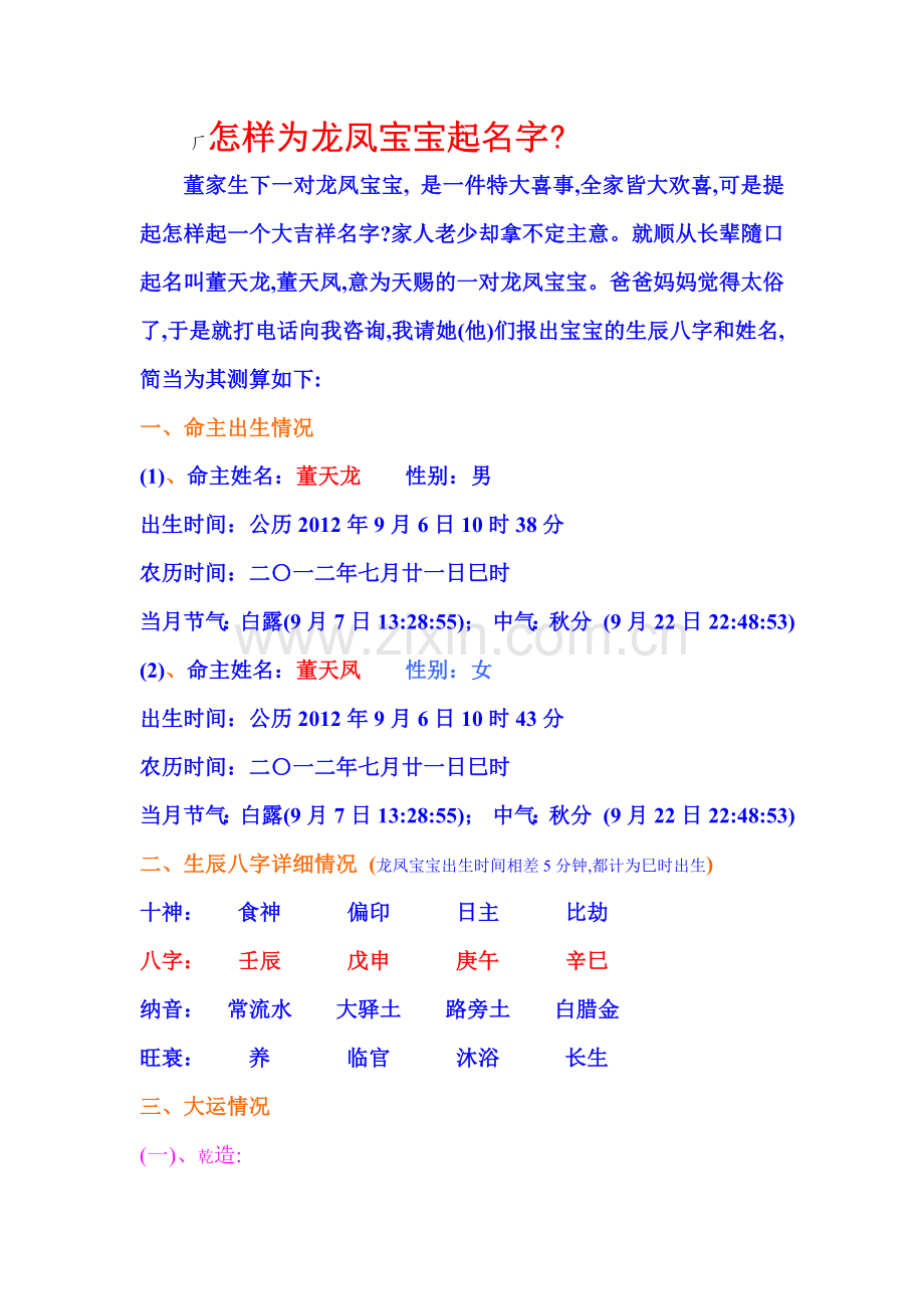 怎样为龙凤宝宝起名字.doc_第1页