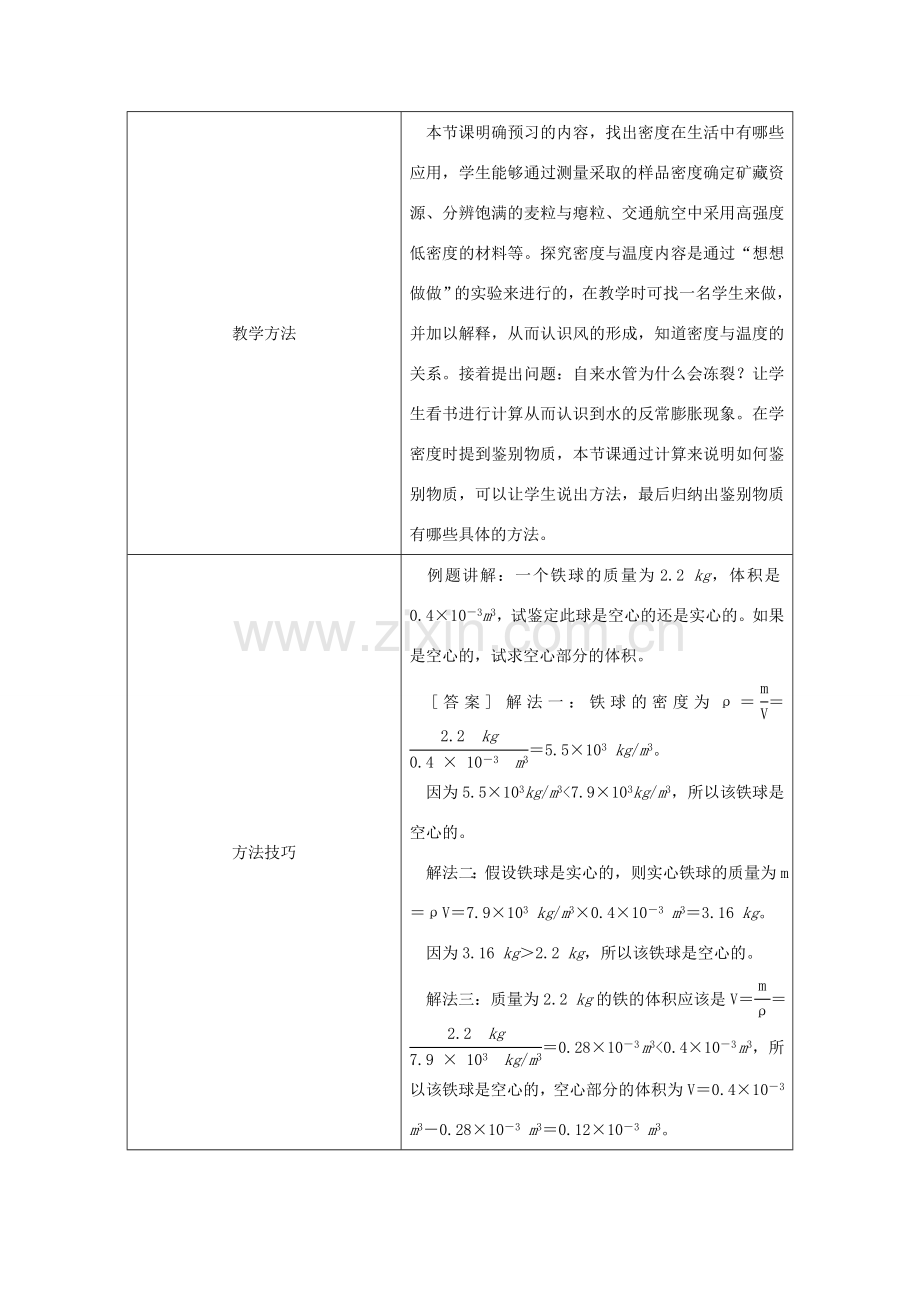 八年级物理上册 第六章 第4节 密度与社会生活教学设计 （新版）新人教版-（新版）新人教版初中八年级全册物理教案.doc_第2页