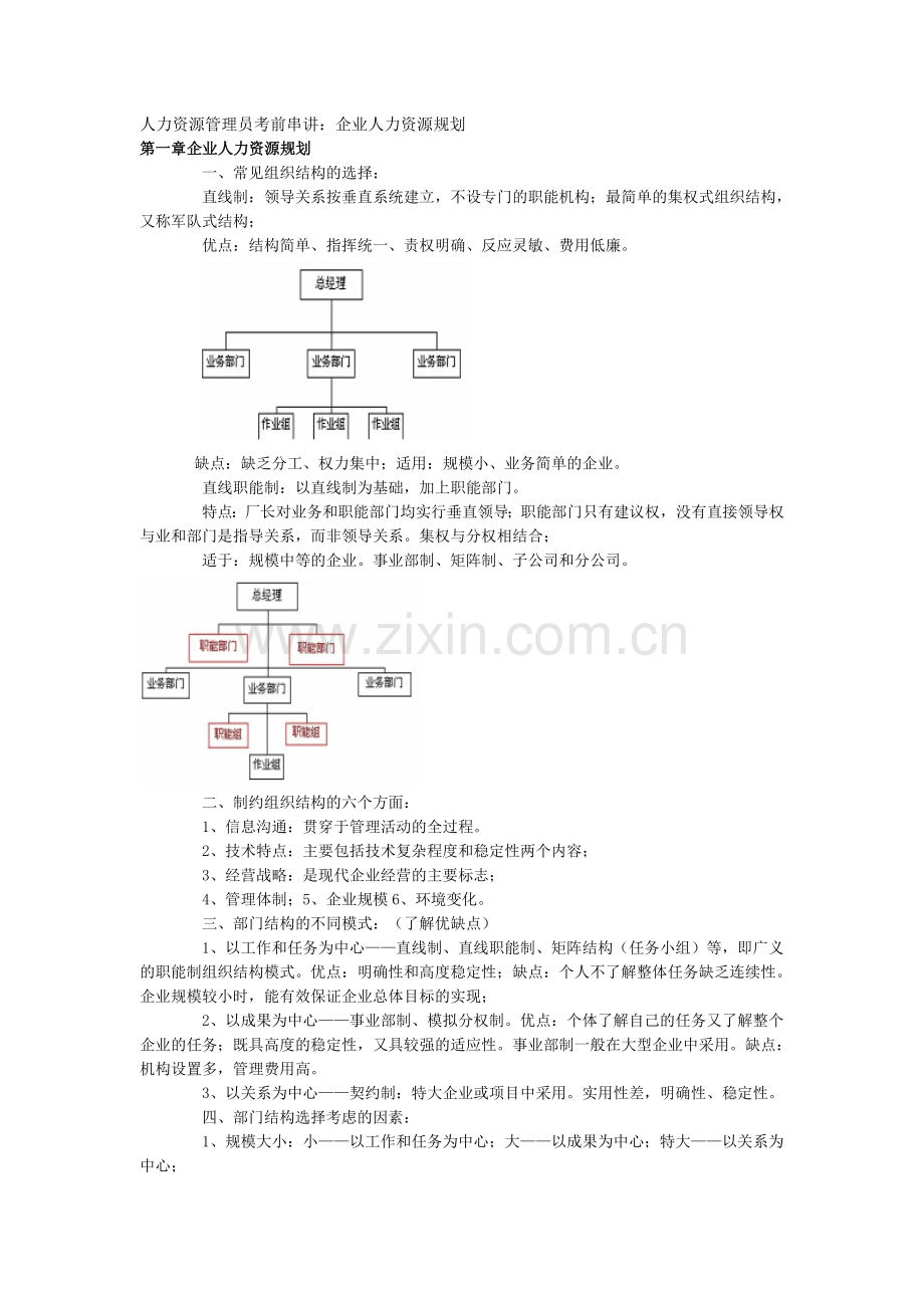人力资源管理员考前串讲：企业人力资源规划.doc_第1页
