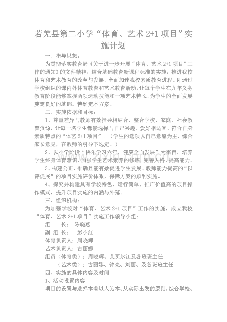 体育、艺术项目计划文档.doc_第1页
