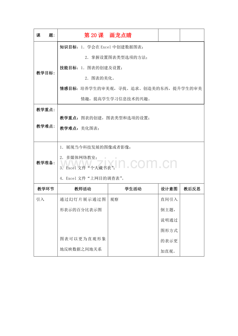八年级信息技术下册 第20课 画龙点睛教案.doc_第1页