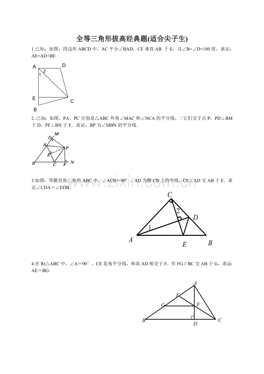 全等三角形拔高题(适合尖子生).doc_第1页