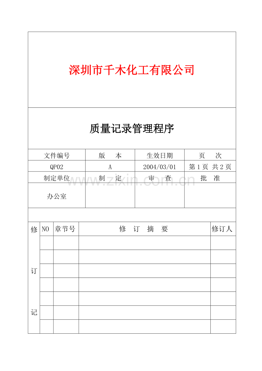 QP02质量记录管理程序.docx_第1页