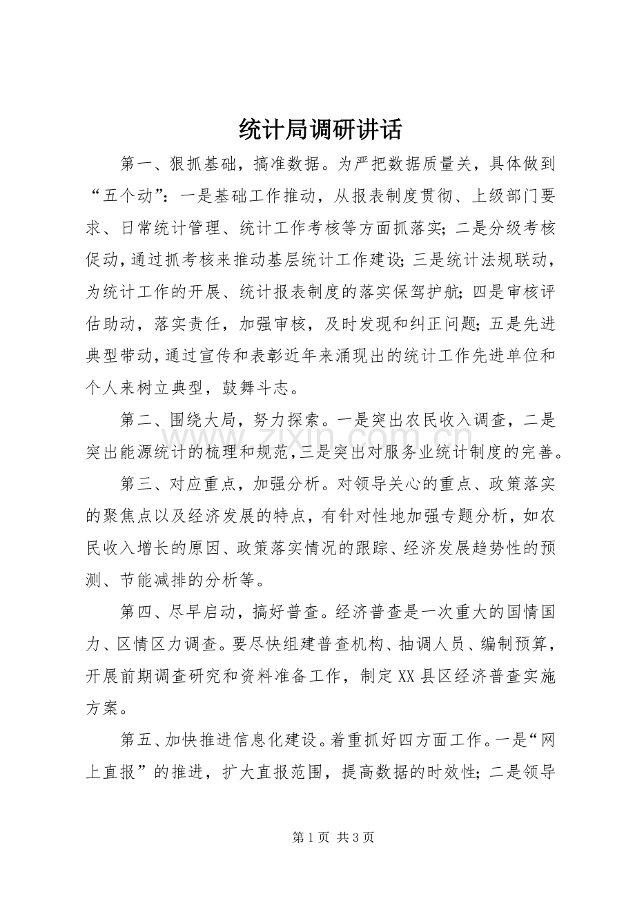 统计局调研讲话发言.docx_第1页