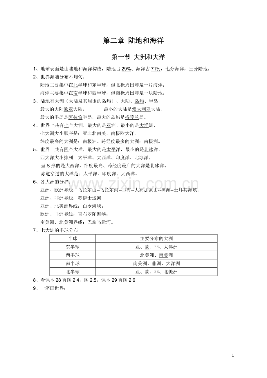 七年级地理上学期复习提纲.doc_第1页