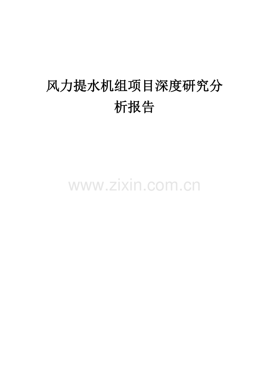 风力提水机组项目深度研究分析报告.docx_第1页