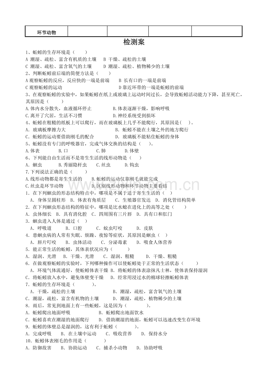 第二节线形动物和环节动物导学案.doc_第2页