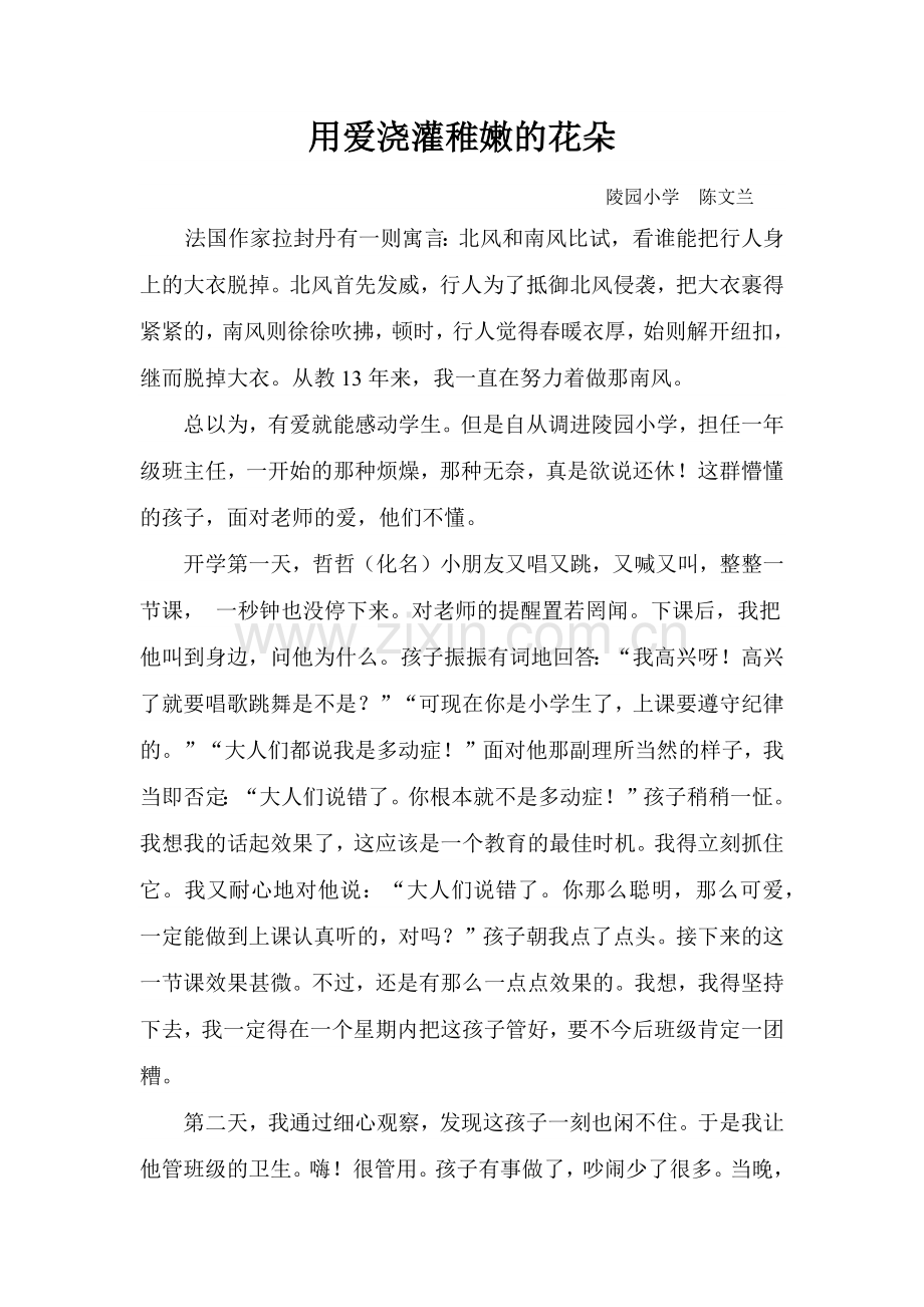 用爱浇灌稚嫩的花朵1.docx_第1页