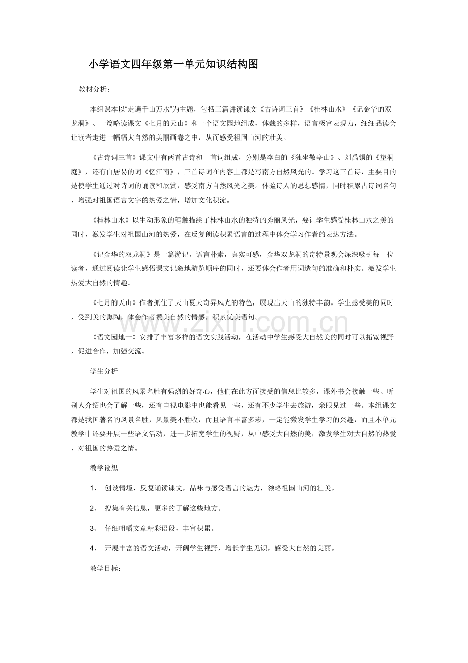 小学语文四年级第一单元知识结构图.doc_第1页