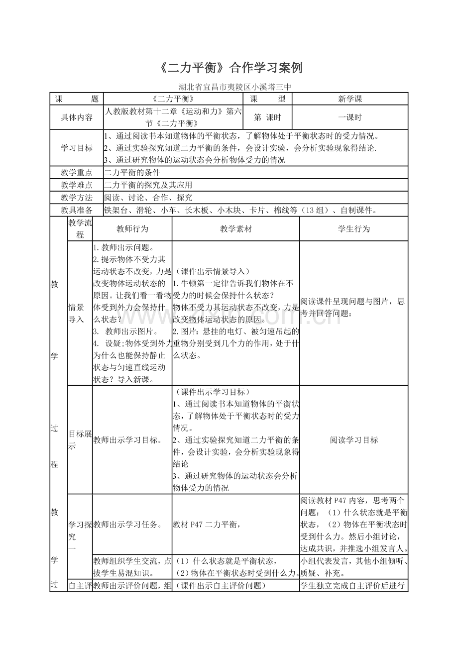 《二力平衡》合作学习案例.doc_第1页