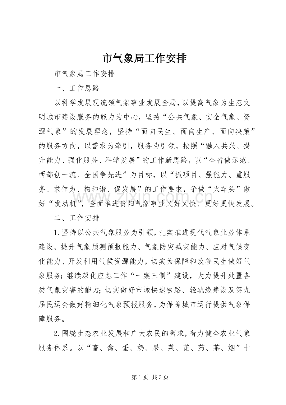 市气象局工作安排.docx_第1页