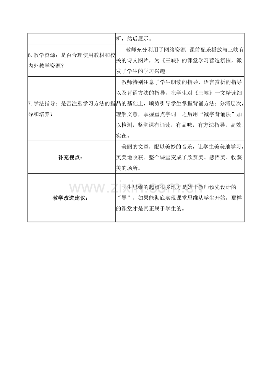 线下《三峡》课堂观察记录表单.doc_第2页
