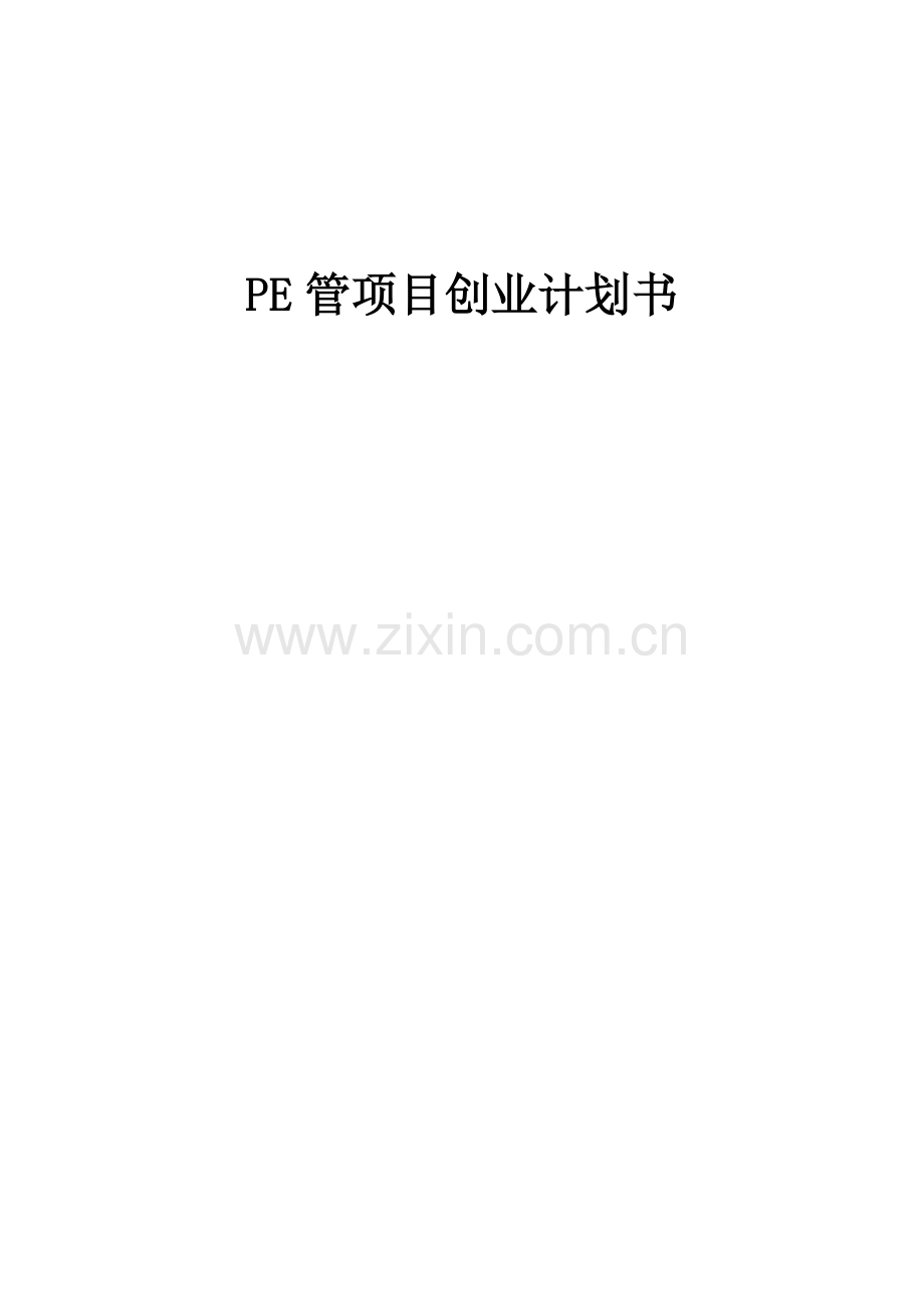 PE管项目创业计划书.docx_第1页