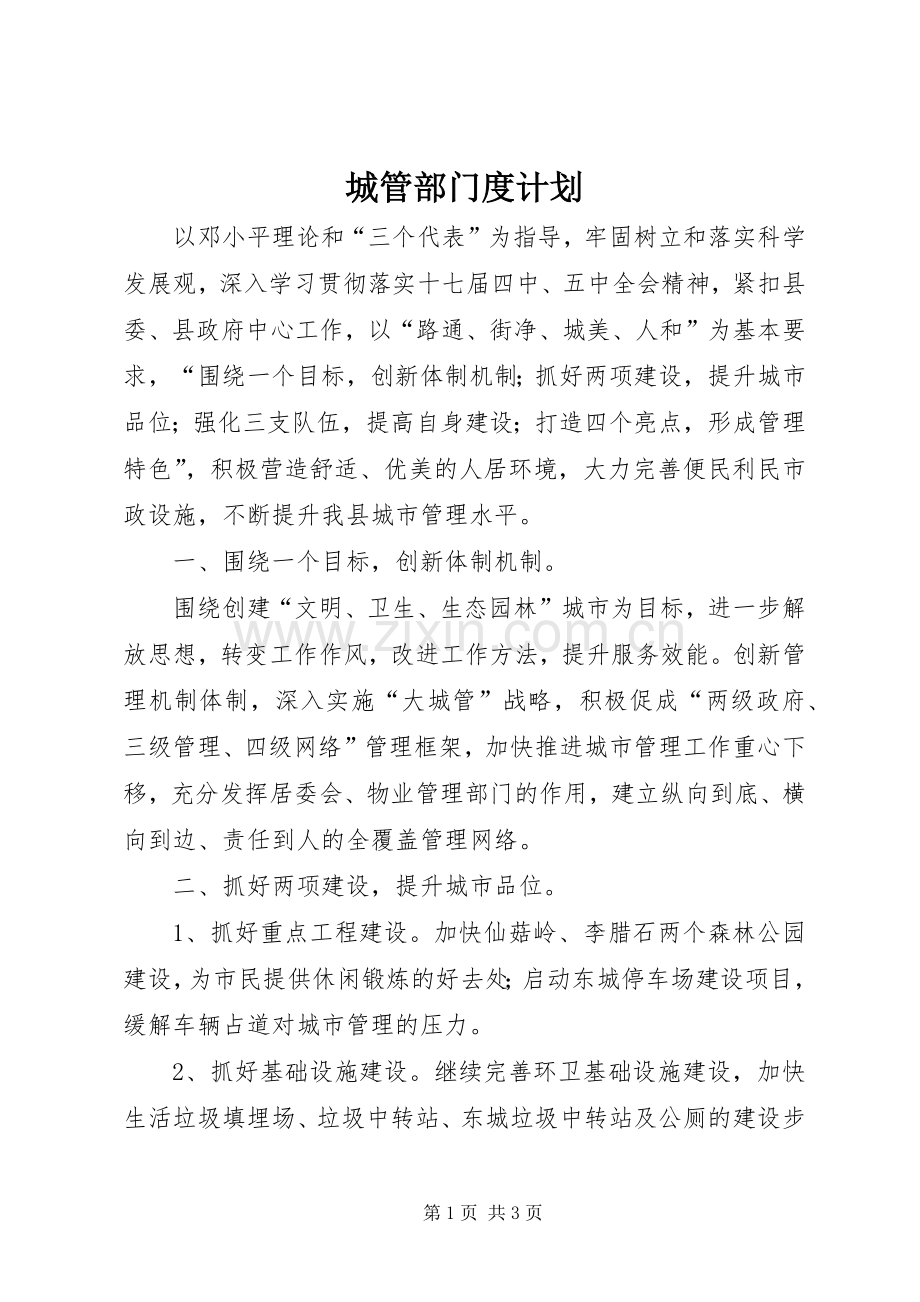 城管部门度计划.docx_第1页