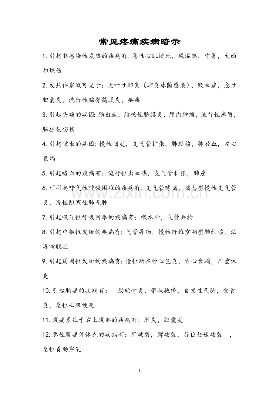 常见疼痛疾病暗示.doc_第1页
