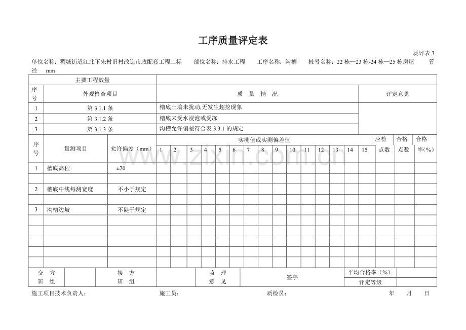工序质量评定表D400.docx_第1页