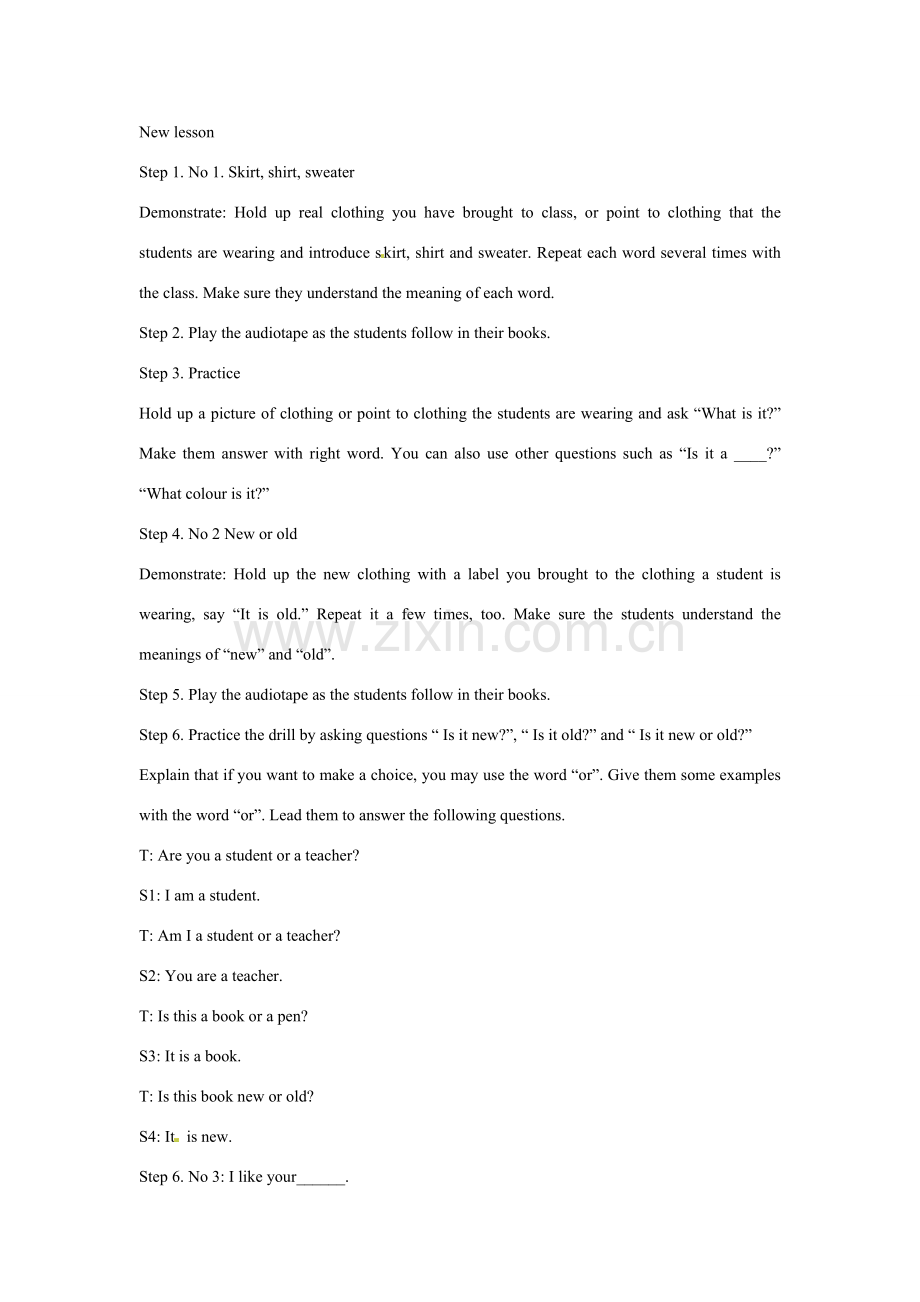 七年级英语上册 Unit 2 Lesson 13 Skirt and Shirt-Lesson14 Dress and Hat教案 冀教版.doc_第2页