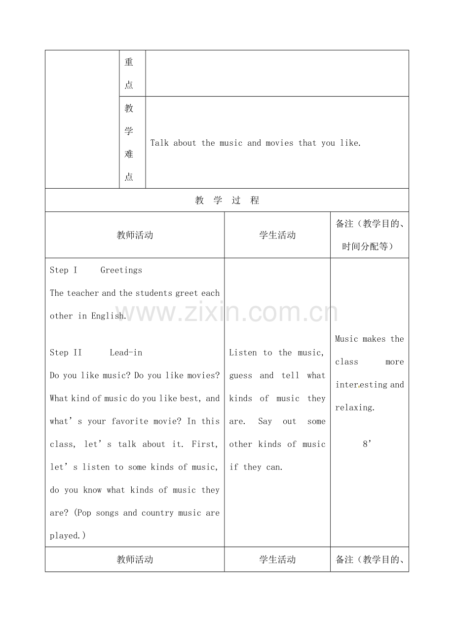 吉林省四平市第十七中学九年级英语全册《Unit 6 I like music that I can dance to》（第3课时）教案 人教新目标版.doc_第2页