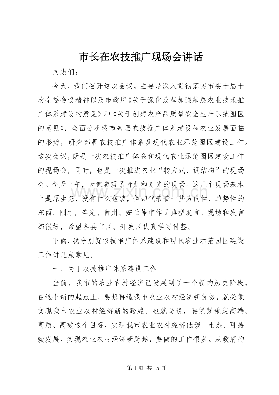 市长在农技推广现场会讲话发言.docx_第1页
