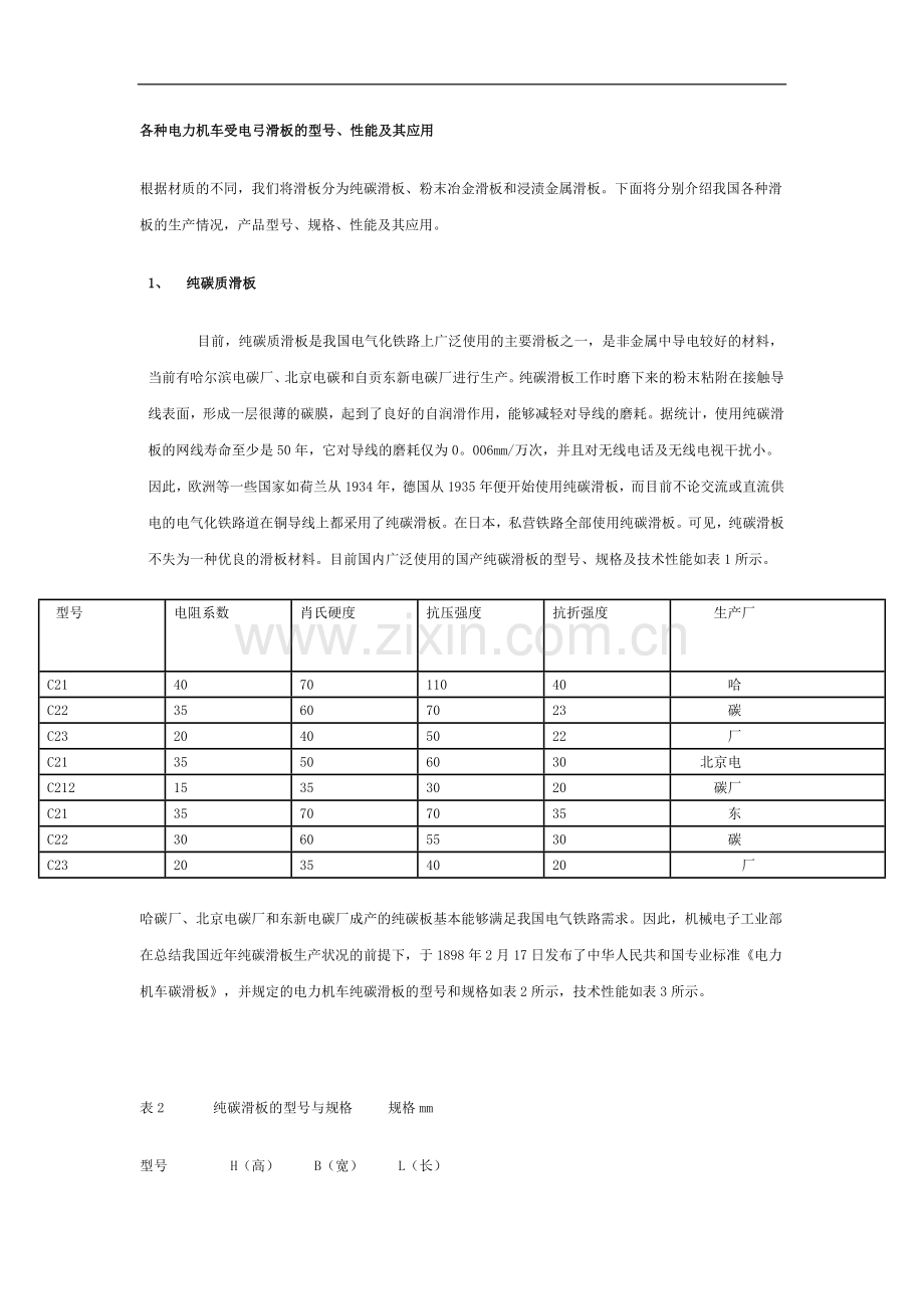 各种电力机车受电弓滑板的型号.doc_第1页
