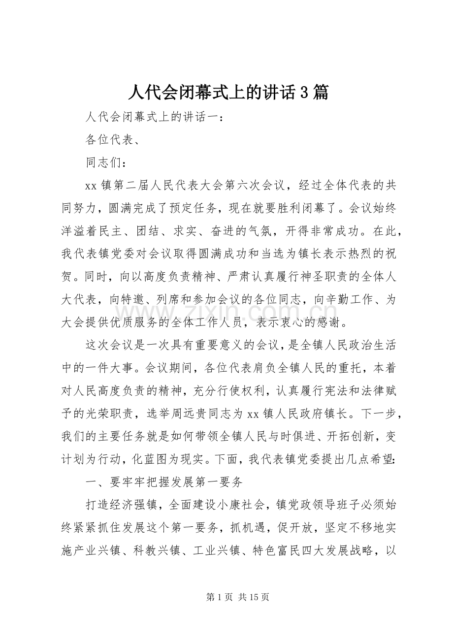 人代会闭幕式上的讲话发言3篇.docx_第1页