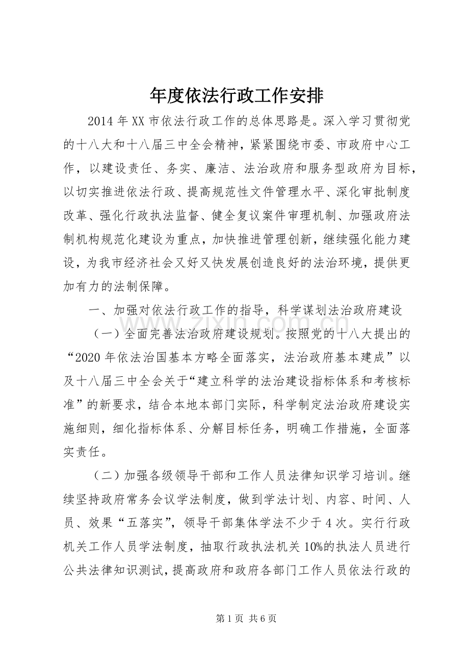 年度依法行政工作安排.docx_第1页