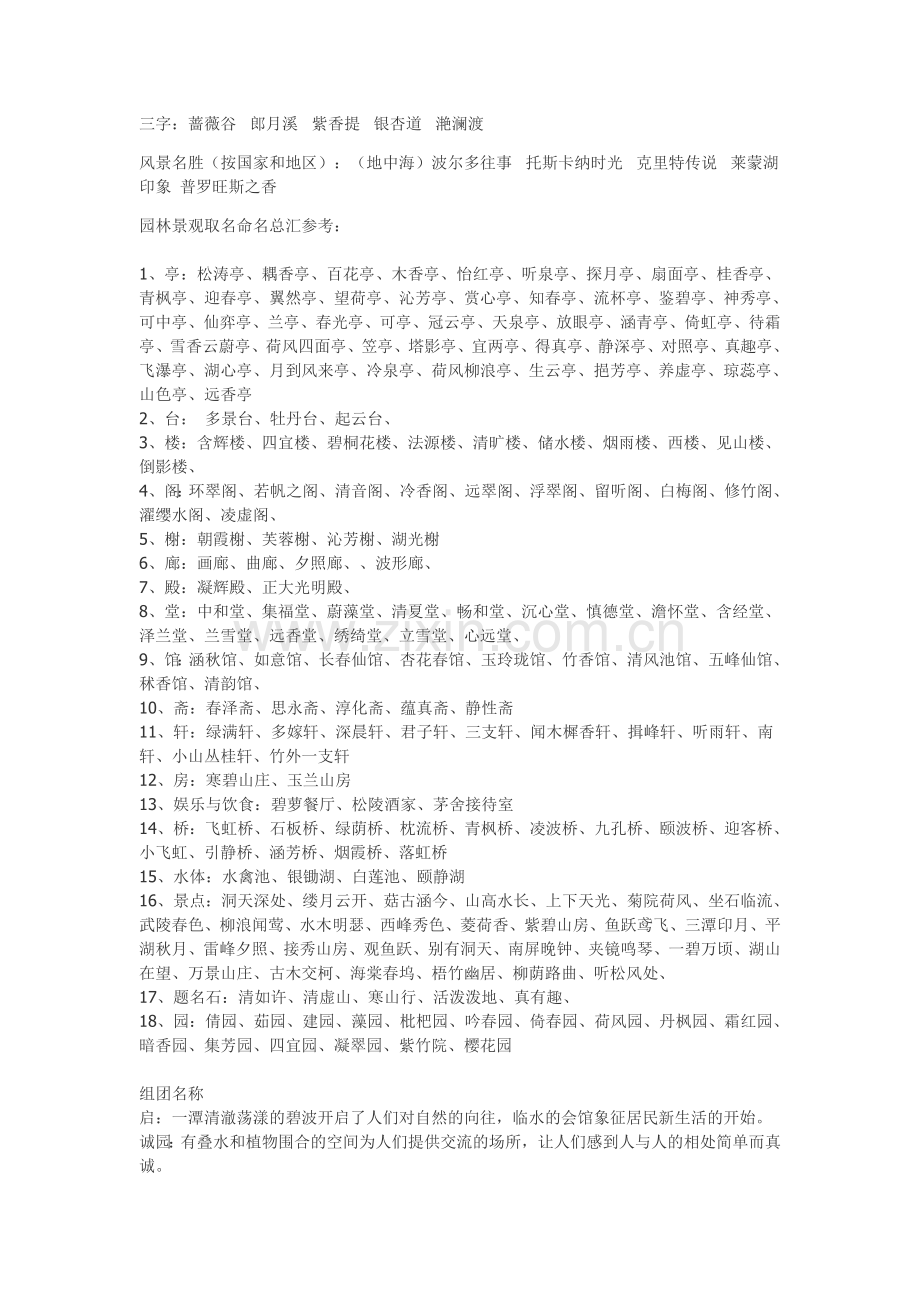 园林景观好听的名字[1].doc_第1页