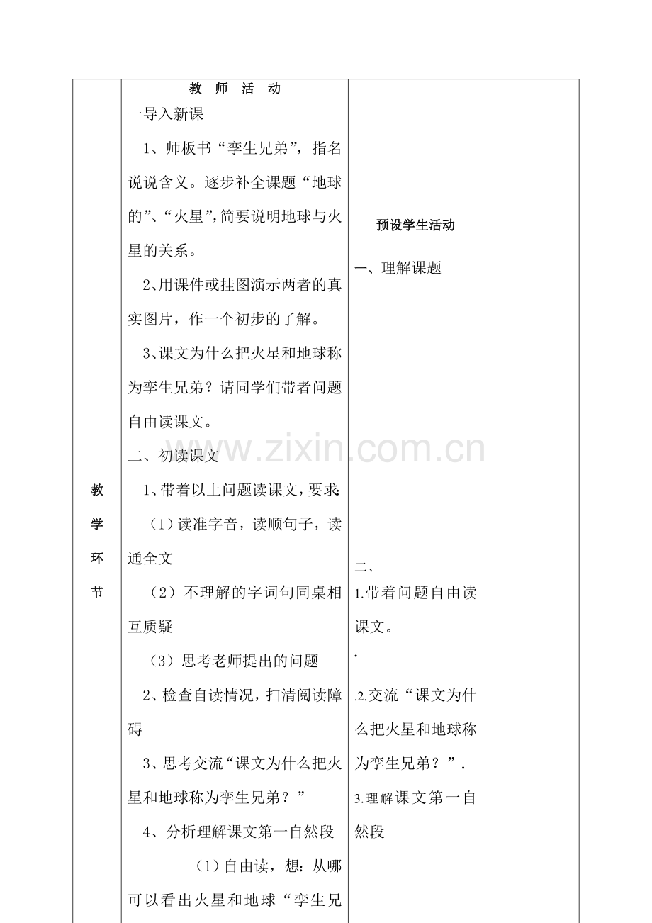 《 火星——地球的“孪生兄弟”》集备教案.doc_第2页