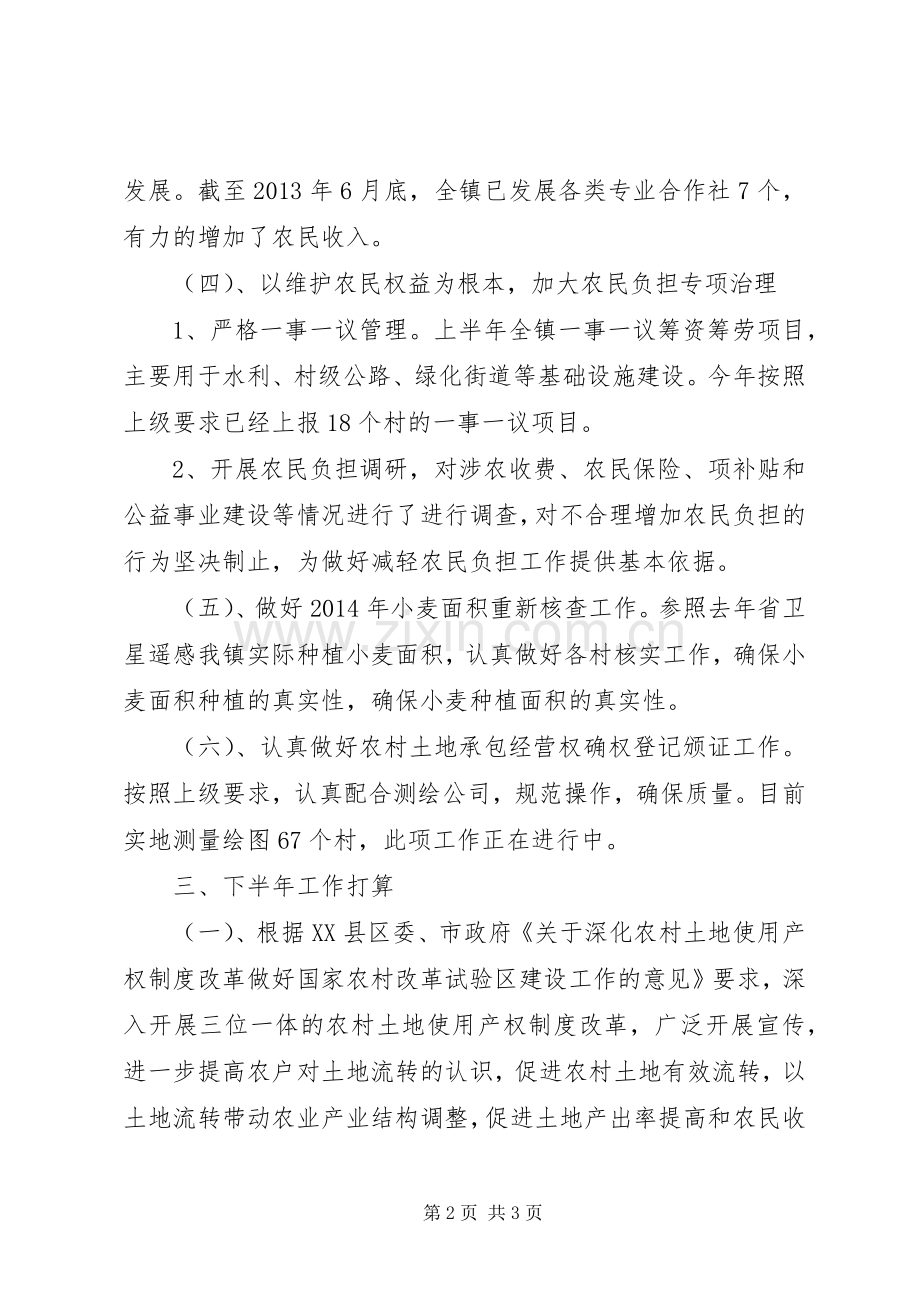 镇经管站XX年上半年工作总结和下半年工作计划.docx_第2页