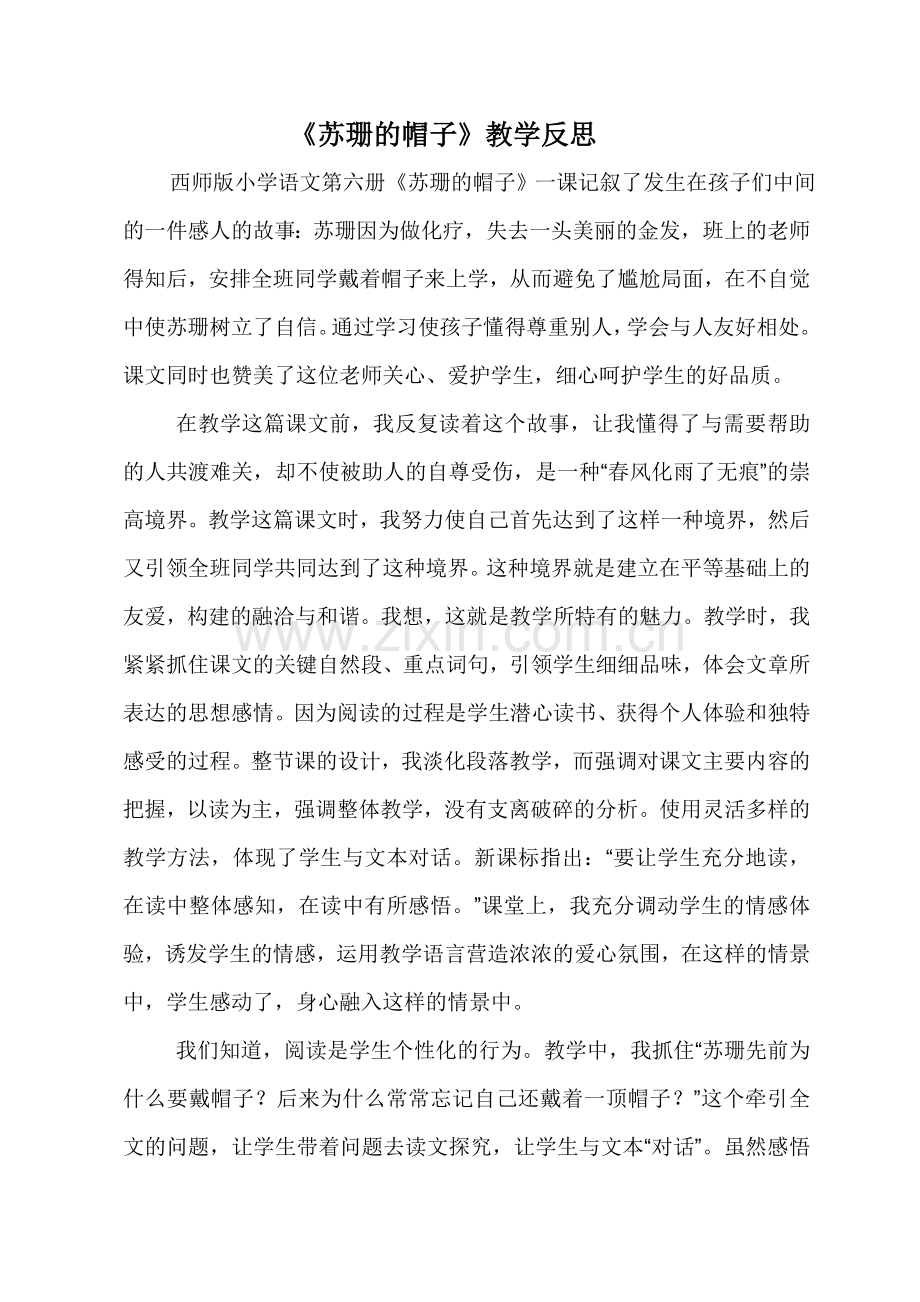 苏珊的帽子反思.doc_第1页