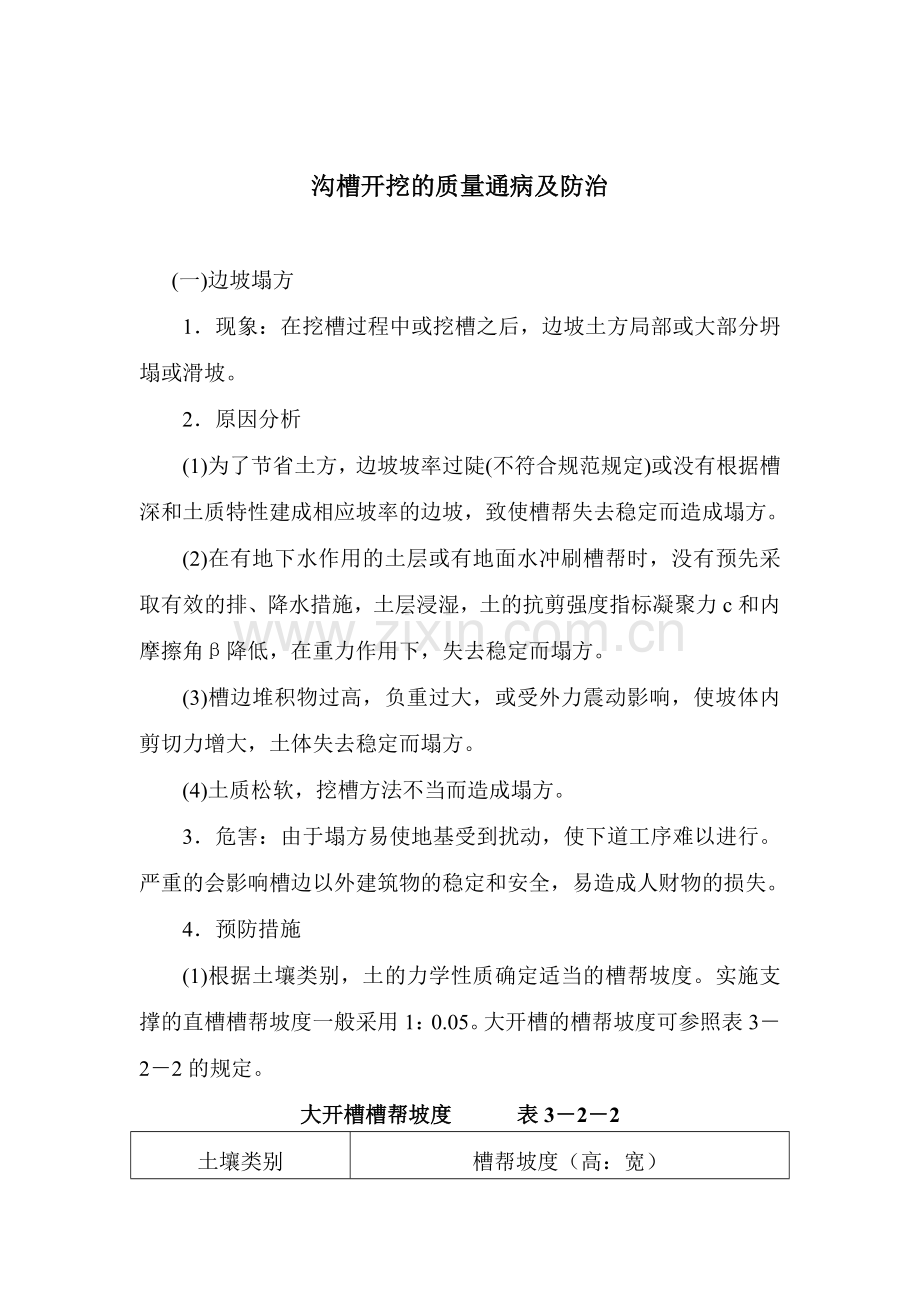 沟槽开挖的质量通病及防治(doc9)(1).docx_第1页