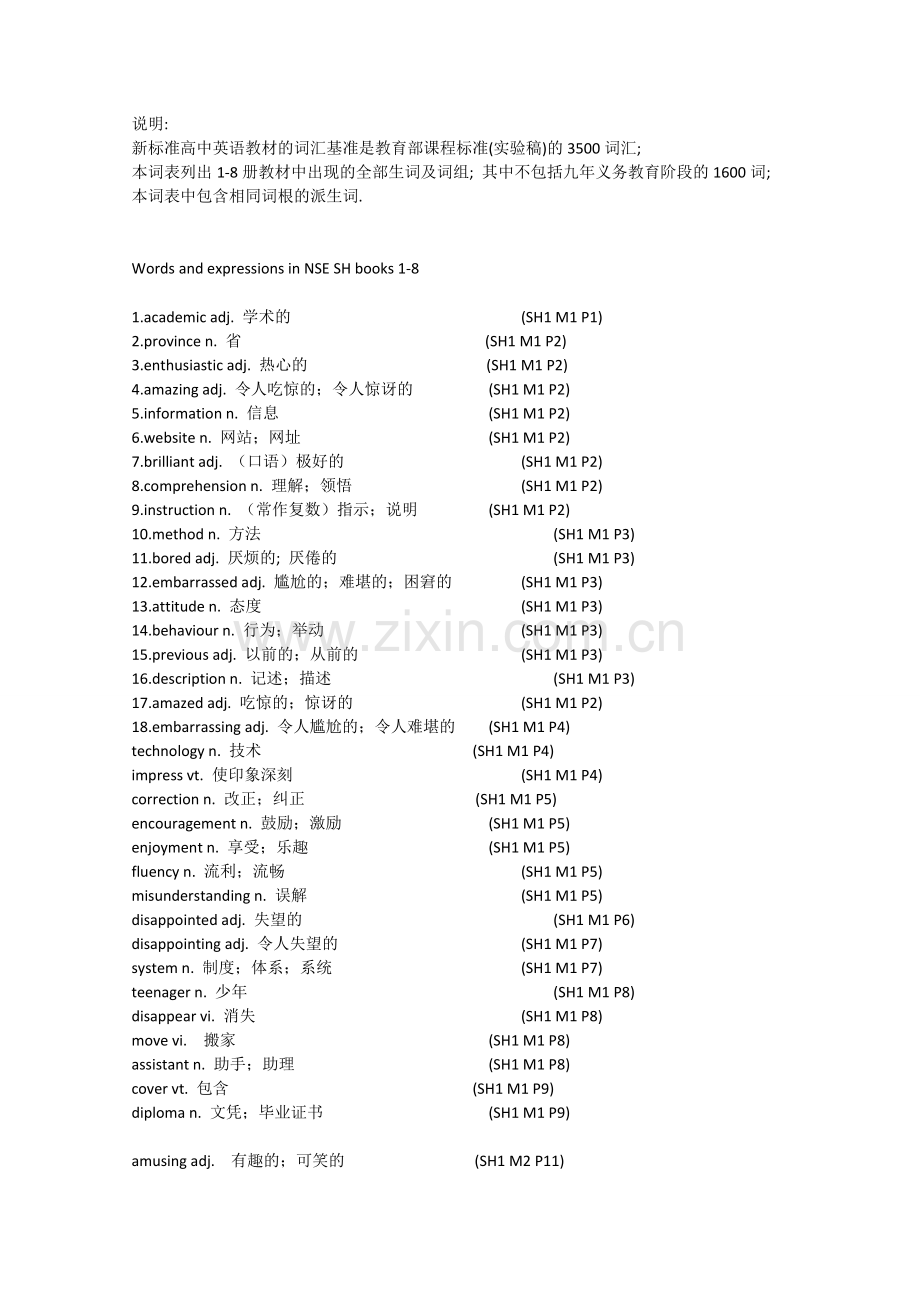 外研版高中英语1-8册全部单词知识点汇总.doc_第1页
