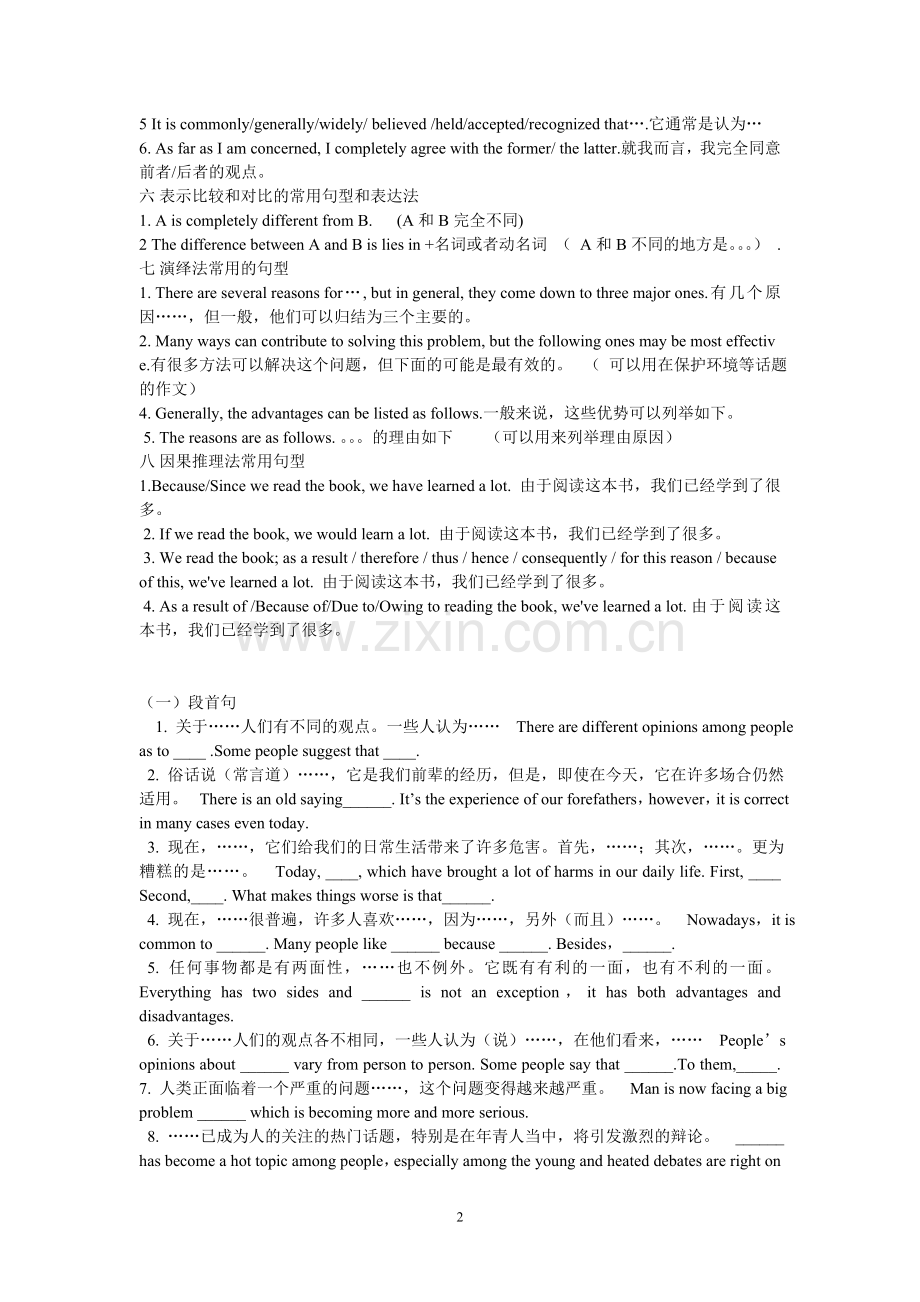 2018高考英语作文必背句子及模板.doc_第2页