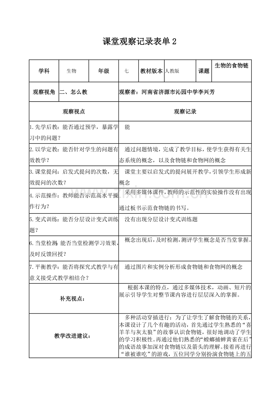 线下【学员】课堂观察记录表单.doc_第2页