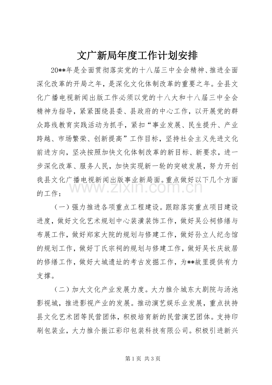 文广新局年度工作计划安排.docx_第1页